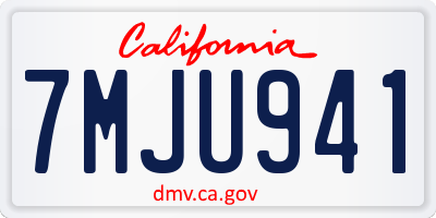 CA license plate 7MJU941