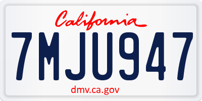 CA license plate 7MJU947