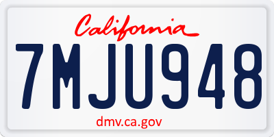 CA license plate 7MJU948