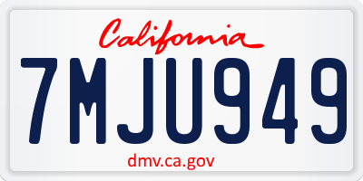 CA license plate 7MJU949