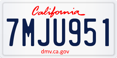 CA license plate 7MJU951