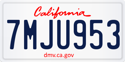 CA license plate 7MJU953