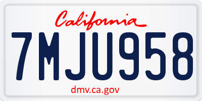 CA license plate 7MJU958