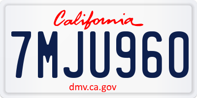CA license plate 7MJU960
