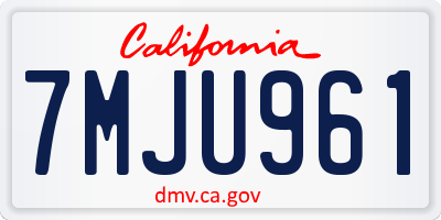 CA license plate 7MJU961