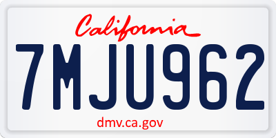 CA license plate 7MJU962