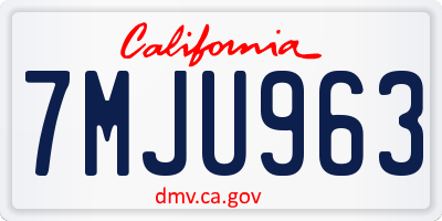 CA license plate 7MJU963