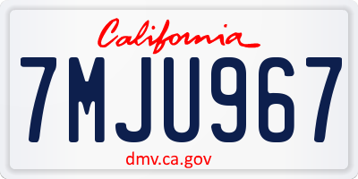 CA license plate 7MJU967