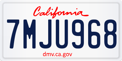 CA license plate 7MJU968
