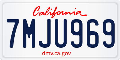 CA license plate 7MJU969