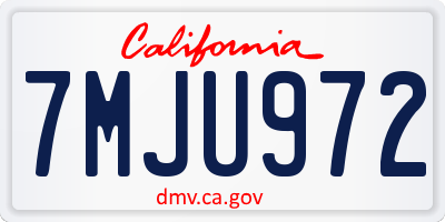 CA license plate 7MJU972