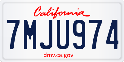 CA license plate 7MJU974