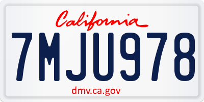 CA license plate 7MJU978