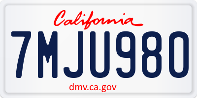 CA license plate 7MJU980