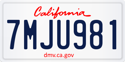 CA license plate 7MJU981