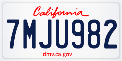 CA license plate 7MJU982