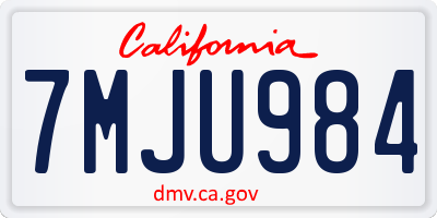 CA license plate 7MJU984