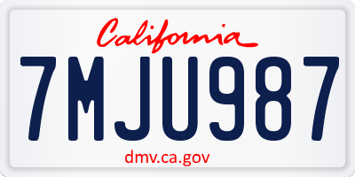 CA license plate 7MJU987