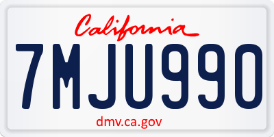 CA license plate 7MJU990