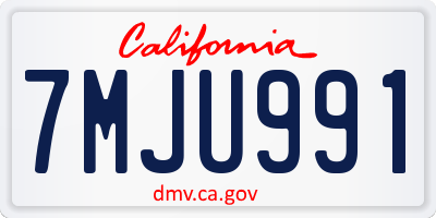 CA license plate 7MJU991