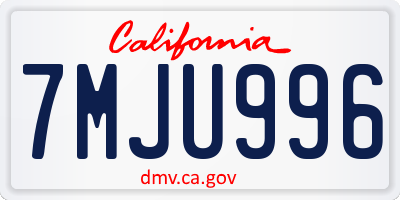 CA license plate 7MJU996