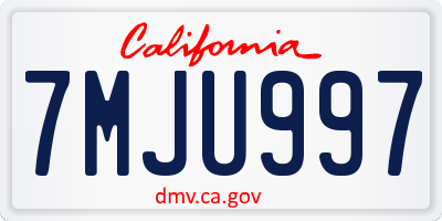 CA license plate 7MJU997