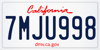 CA license plate 7MJU998