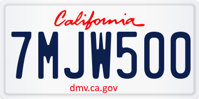 CA license plate 7MJW500
