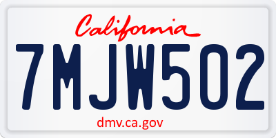 CA license plate 7MJW502