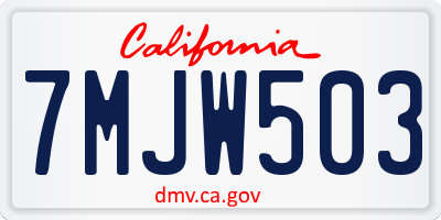 CA license plate 7MJW503