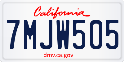 CA license plate 7MJW505