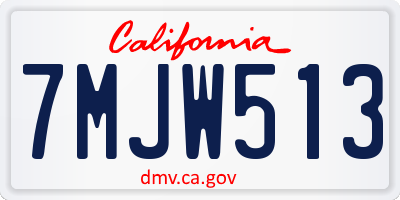 CA license plate 7MJW513
