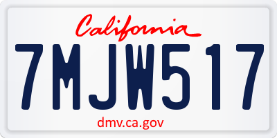 CA license plate 7MJW517