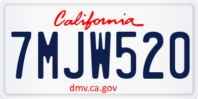 CA license plate 7MJW520