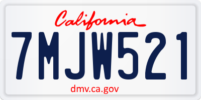CA license plate 7MJW521