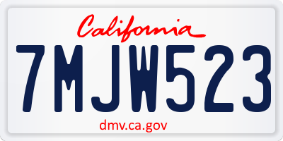 CA license plate 7MJW523