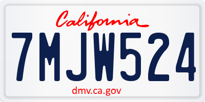 CA license plate 7MJW524