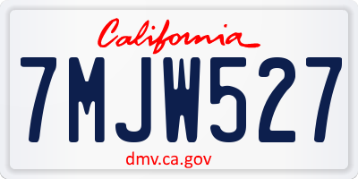CA license plate 7MJW527