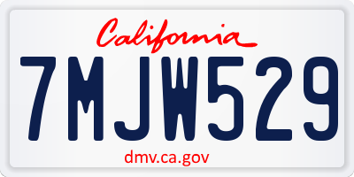 CA license plate 7MJW529