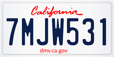 CA license plate 7MJW531