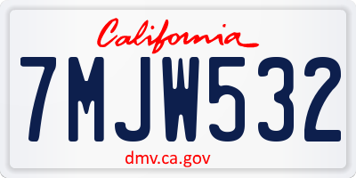CA license plate 7MJW532