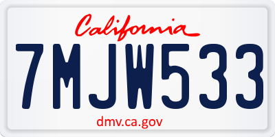CA license plate 7MJW533