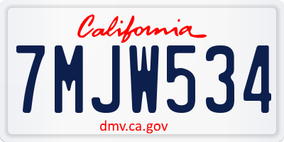 CA license plate 7MJW534