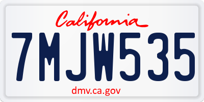 CA license plate 7MJW535