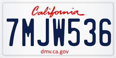 CA license plate 7MJW536