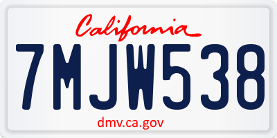 CA license plate 7MJW538