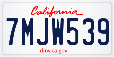 CA license plate 7MJW539