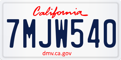 CA license plate 7MJW540