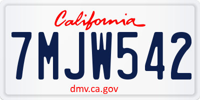 CA license plate 7MJW542