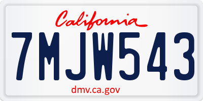 CA license plate 7MJW543